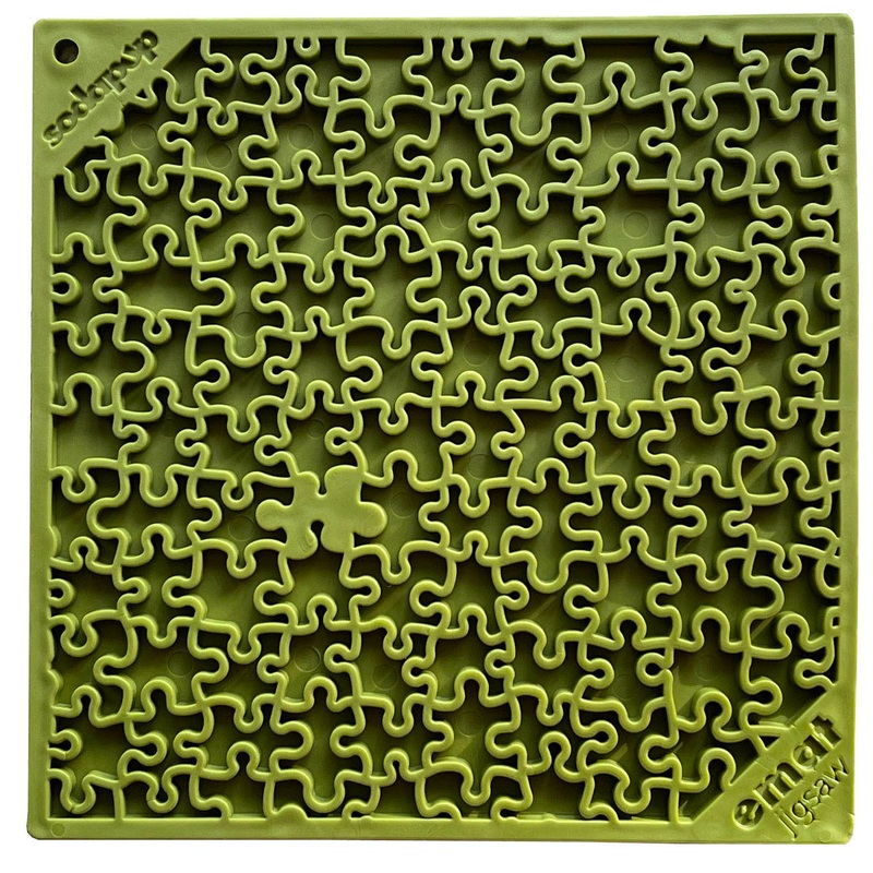 SodaPup TPE eMat Enrichment Lick Mat Jigsaw Green Large 8