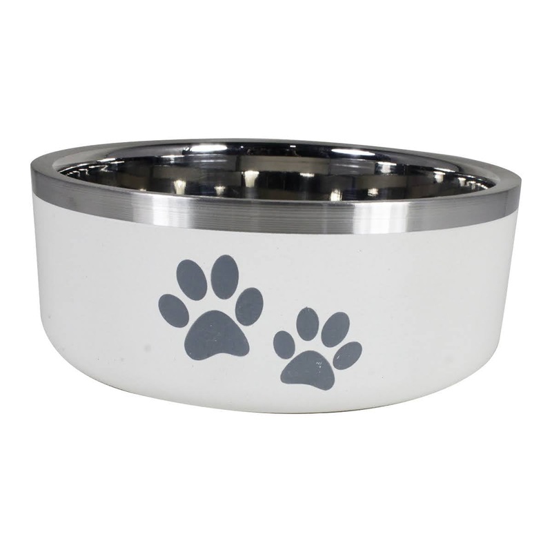 ThoozyPet Double Wall Bowl with Paws Butter Milk 62 oz