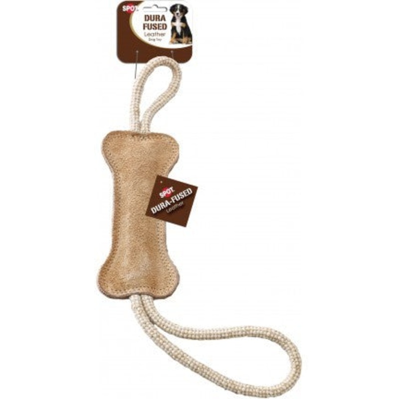 Spot Dura-Fused Leather Bone Tug Dog Toy