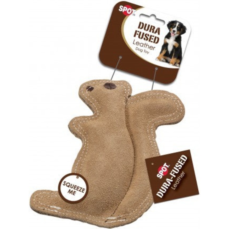 Spot Dura-Fused Leather & Jute Squirrel Dog Toy