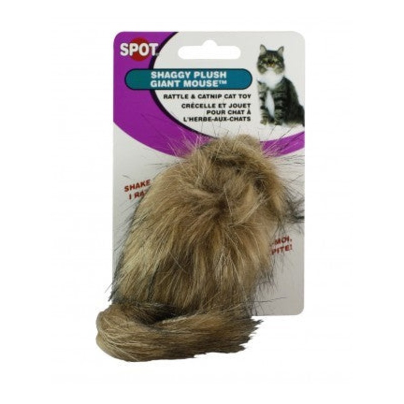 Spot Shaggy Plush Giant Mouse Rattle & Catnip Cat Toy