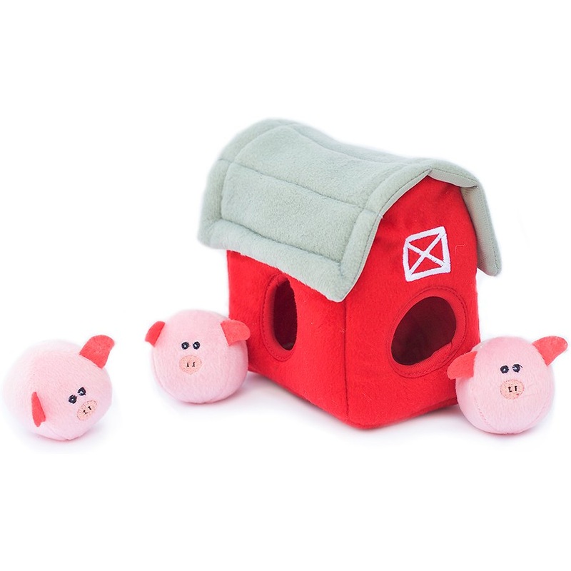 Zippy Paws Zippy Burrow Pig Barn Dog Toy