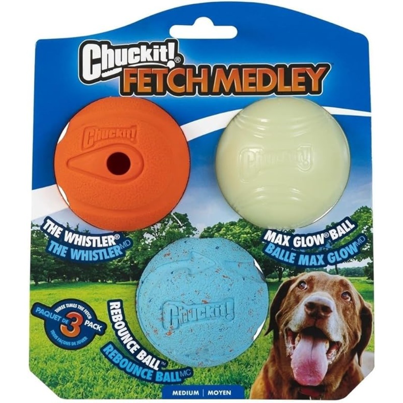 Chuckit! Fetch Medley Medium 3 Pack Ball Dog Toy