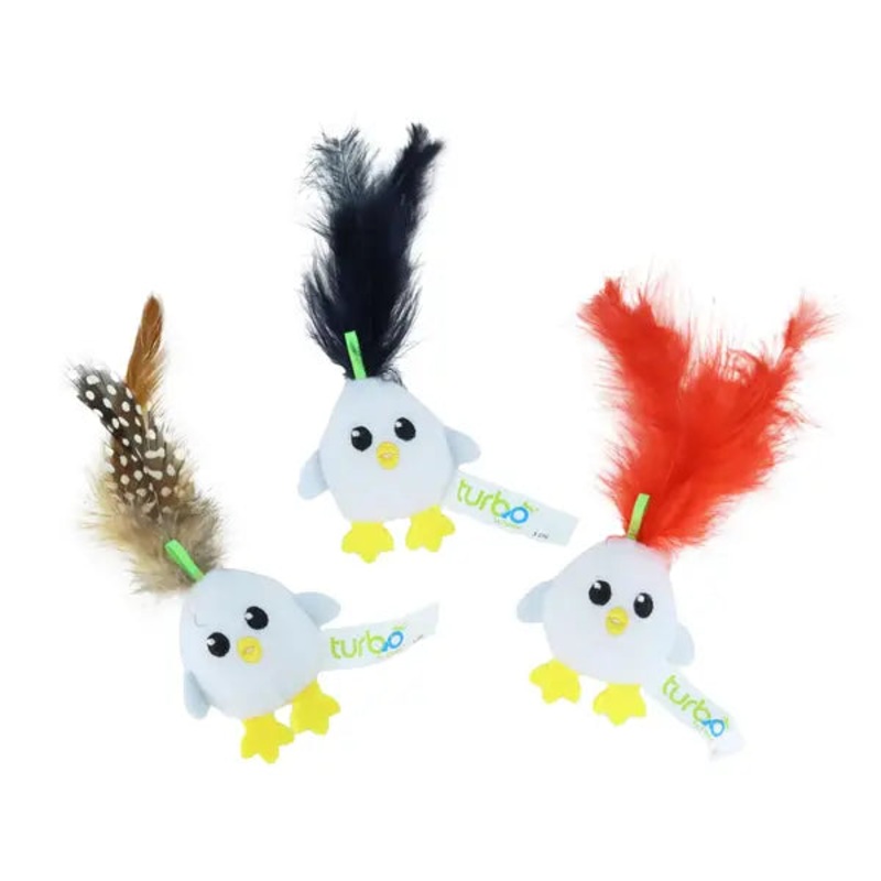 Coastal Turbo Chicken Egg with Feathers Cat Toy
