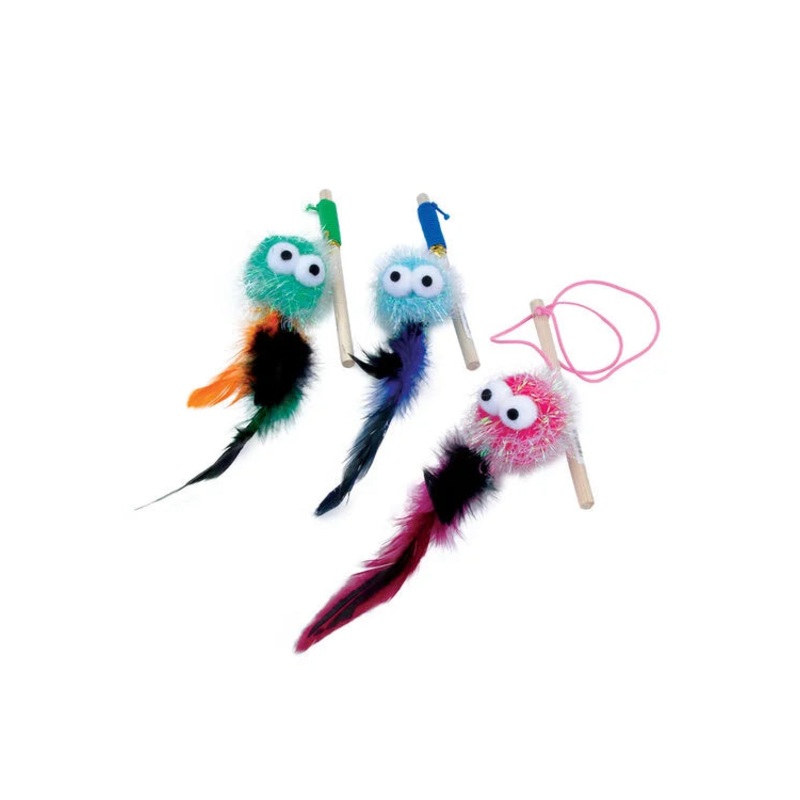 Coastal Turbo Monster Wand with Feathers Cat Toy
