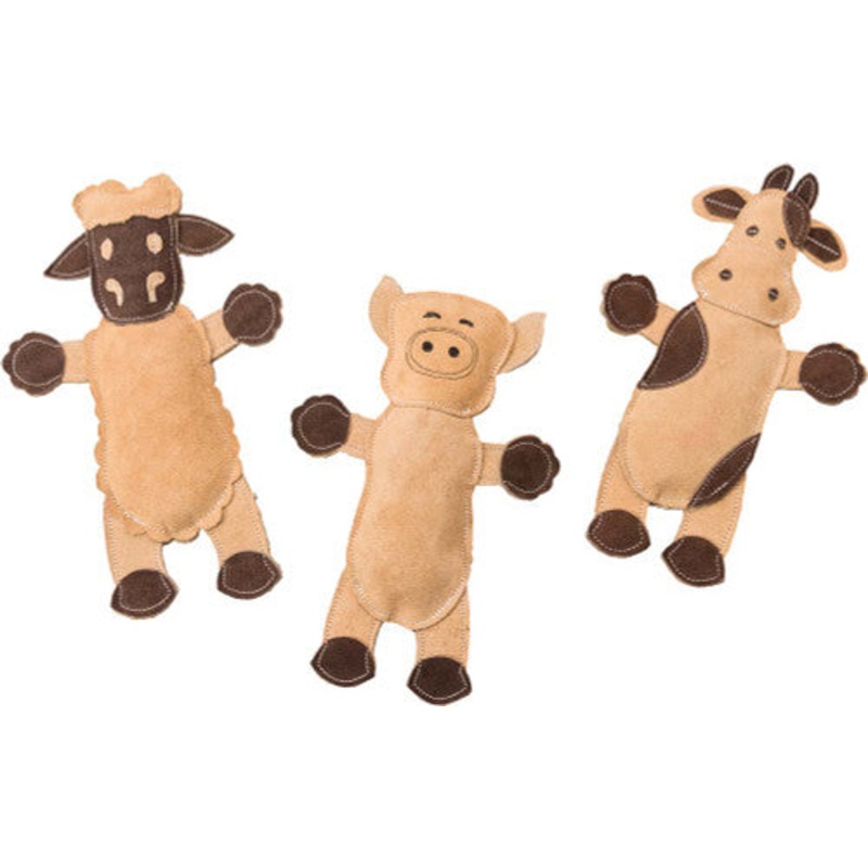 Spot Dura-Fused Leather & Jute Barnyard Assorted Dog Toy