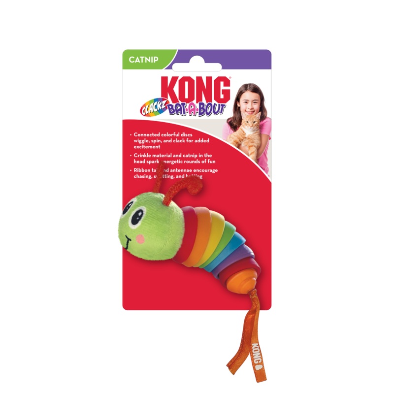 KONG Bat-A-Bout Clackz Caterpillar Cat Toy