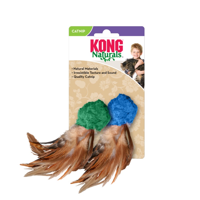 KONG Naturals Crinkle Ball with Feathers Cat Toy