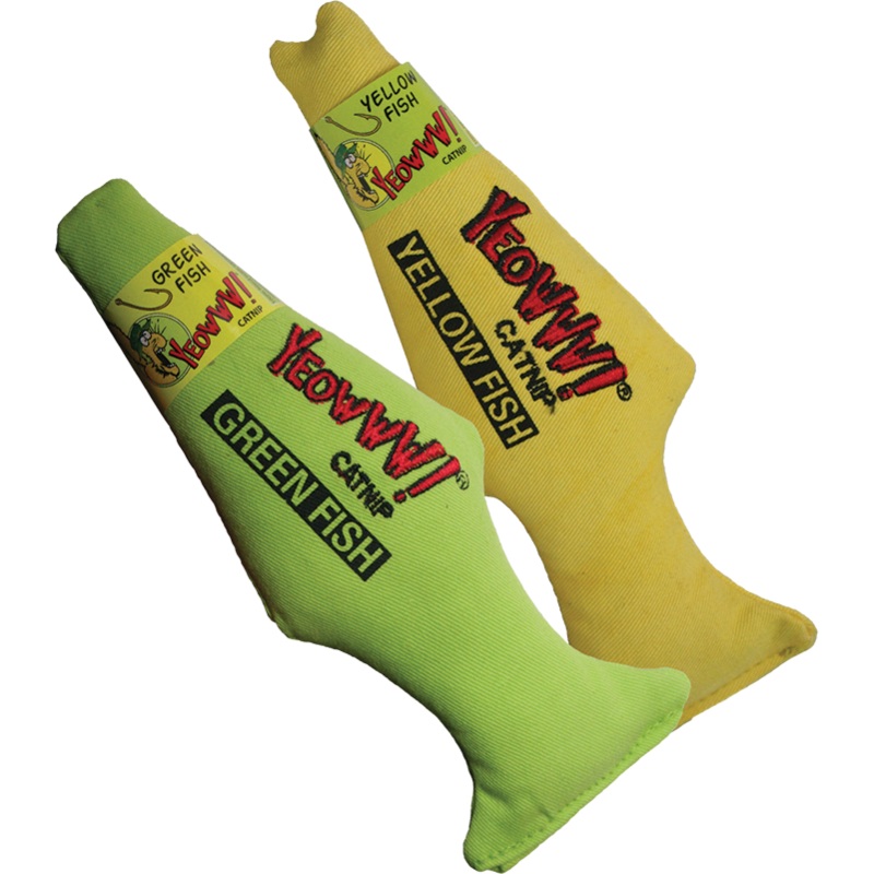 Yeowww Fish Catnip Toy|green|yellow