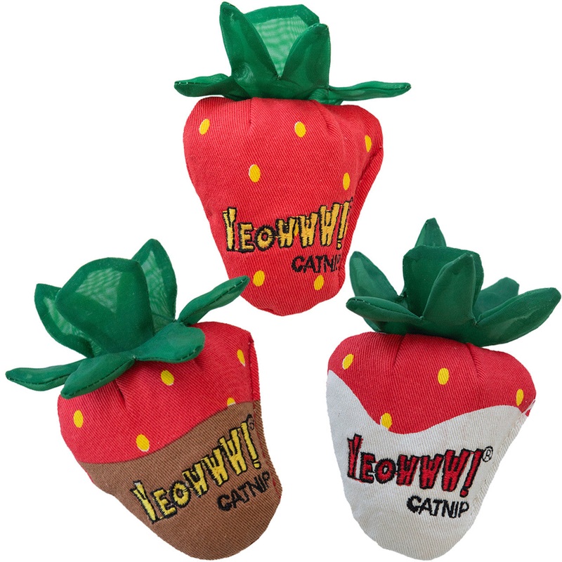 Yeowww! Strawberry Cat Toys|Original Strawberry|White Chocolate Dipped Strawberry|Chocolate Dipped Strawberry